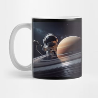 Astronaut listening to vinyl Saturn Mug